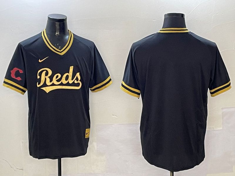 Men Cincinnati Reds Blank Black Gold Game 2025 Nike MLB Jersey style 2->cincinnati reds->MLB Jersey